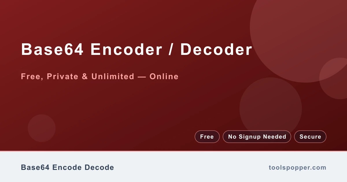 Base64 Encoder / Decoder — Encode or decode Base64 text — free unlimited use
