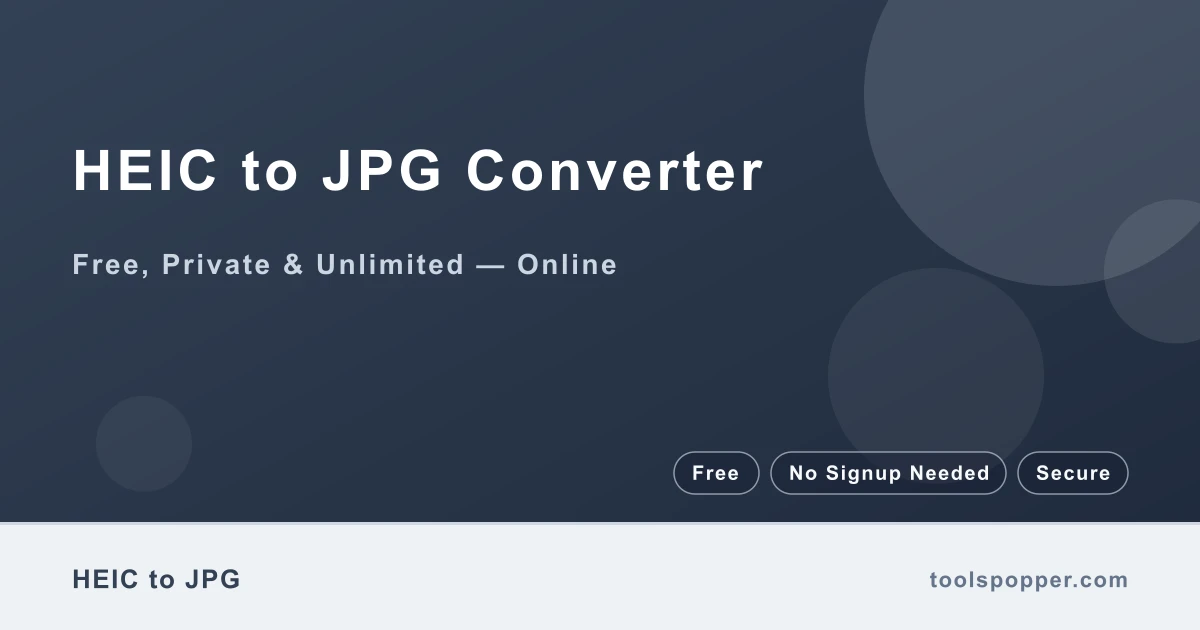 HEIC to JPG Converter — Convert HEIC to JPG free in your browser — fast, private, no watermark