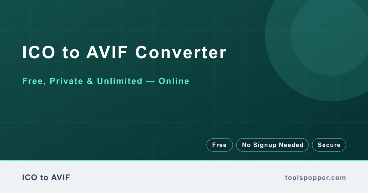 ICO to AVIF Converter — Convert ICO to AVIF free in your browser — fast, private, no watermark
