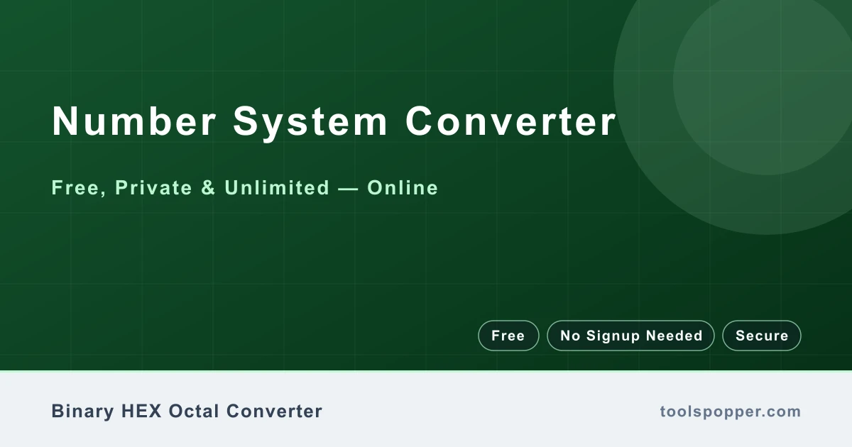 Number System Converter — Decimal to binary, octal, and hexadecimal