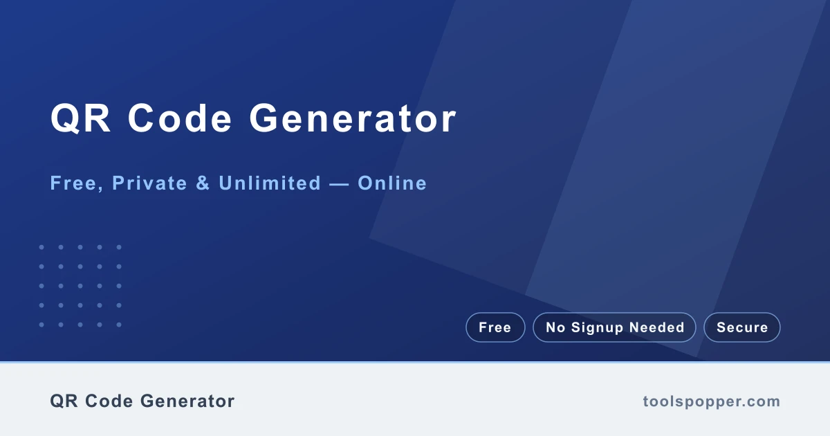 QR Code Generator — Create QR codes for URLs, text, and WiFi — free, no watermark