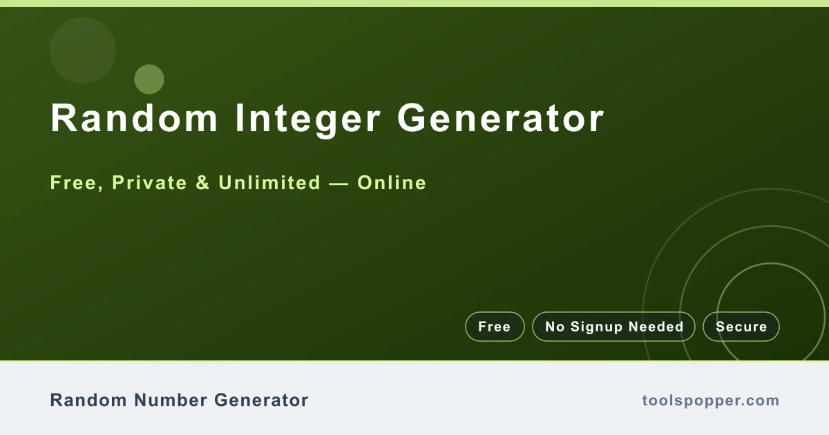 Random Integer Generator — Generate a random integer within a custom range or presets 1–10, 1–100, 1–1000