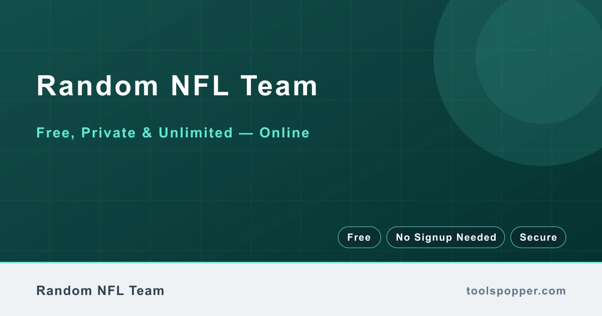 Random NFL Team — Random NFL team for fantasy or trivia