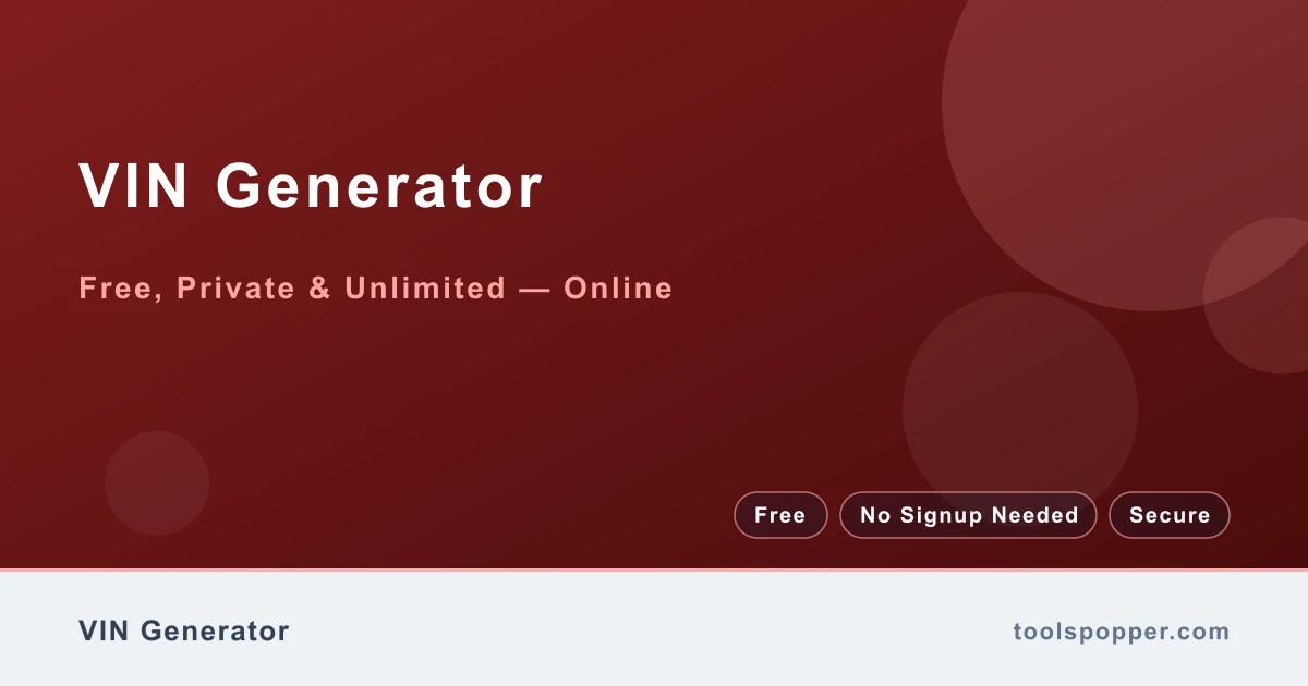 VIN Generator — Random vehicle identification numbers
