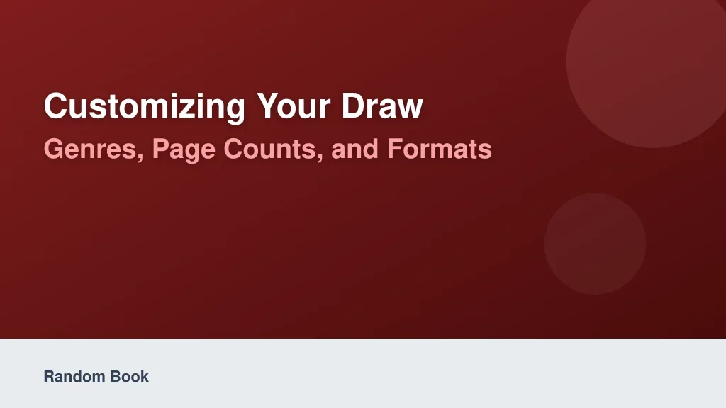 Customizing Your Draw: Genres, Page Counts, and Formats
