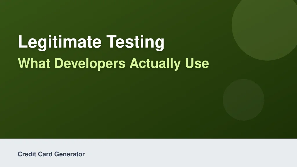 Legitimate Testing: What Developers Actually Use