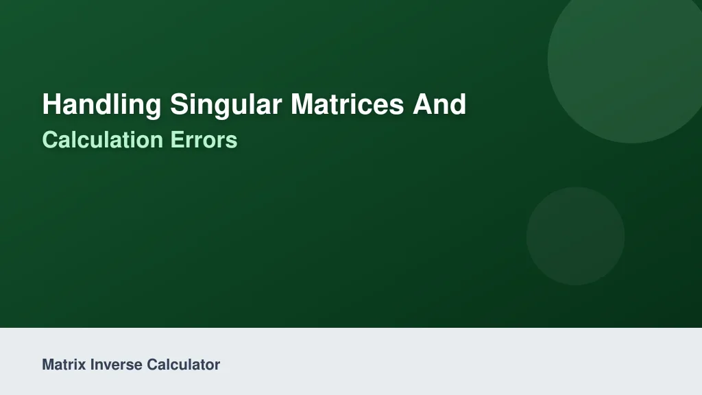 Handling Singular Matrices and Common Calculation Errors