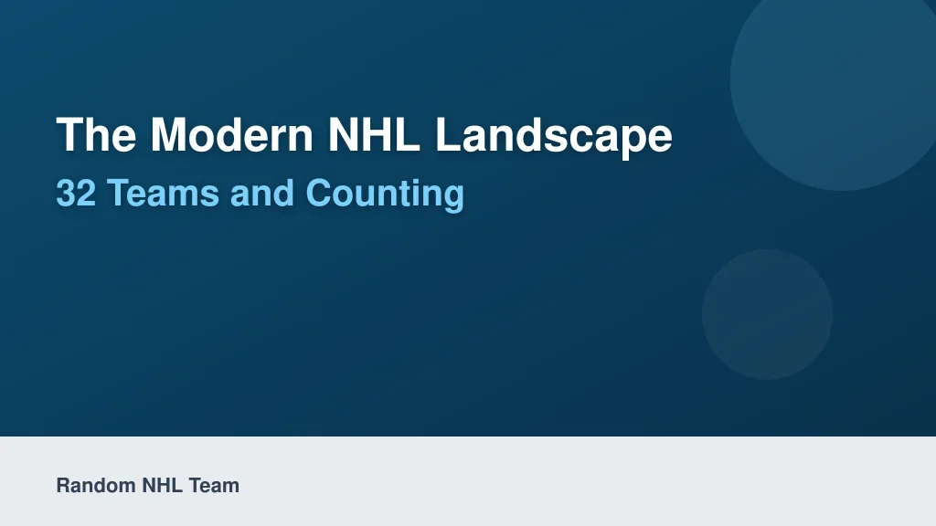 The Modern NHL Landscape: 32 Teams and Counting
