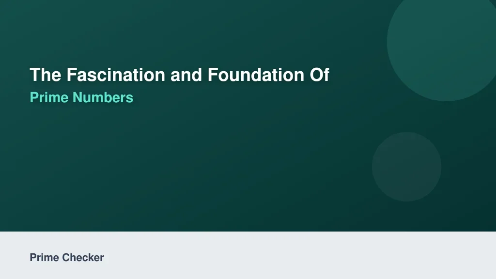 The Fascination and Foundation of Prime Numbers