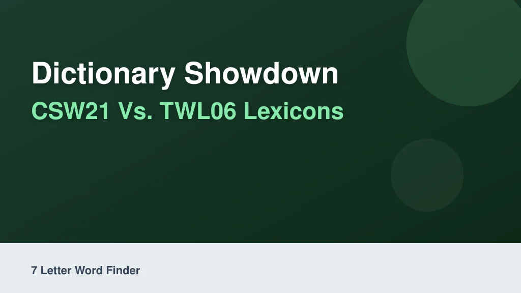 Dictionary Showdown: CSW21 vs. TWL06 Lexicons