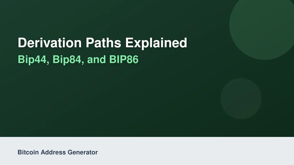 Derivation Paths Explained: BIP44, BIP84, and BIP86