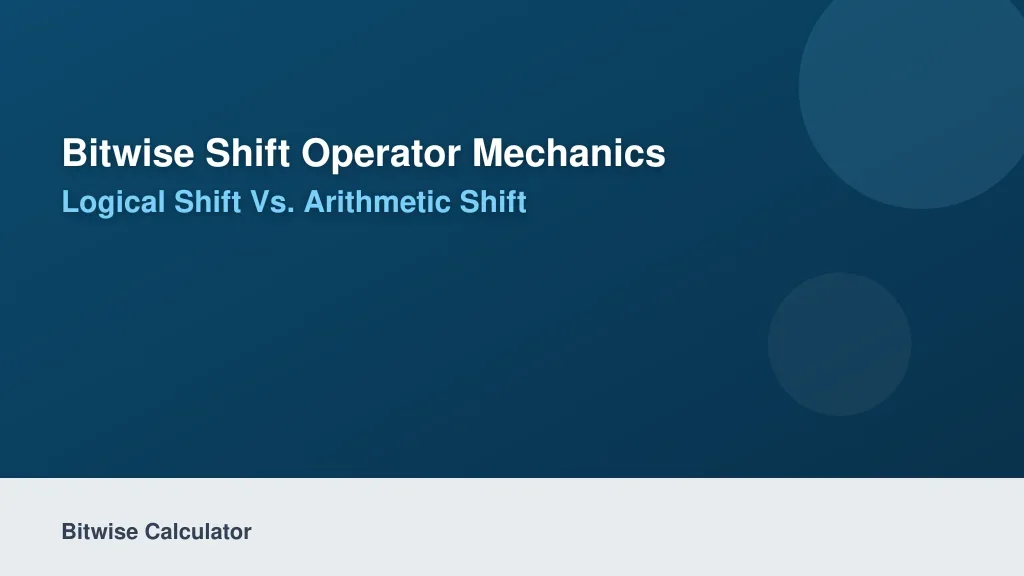 Bitwise Shift Operator Mechanics: Logical Shift vs. Arithmetic Shift