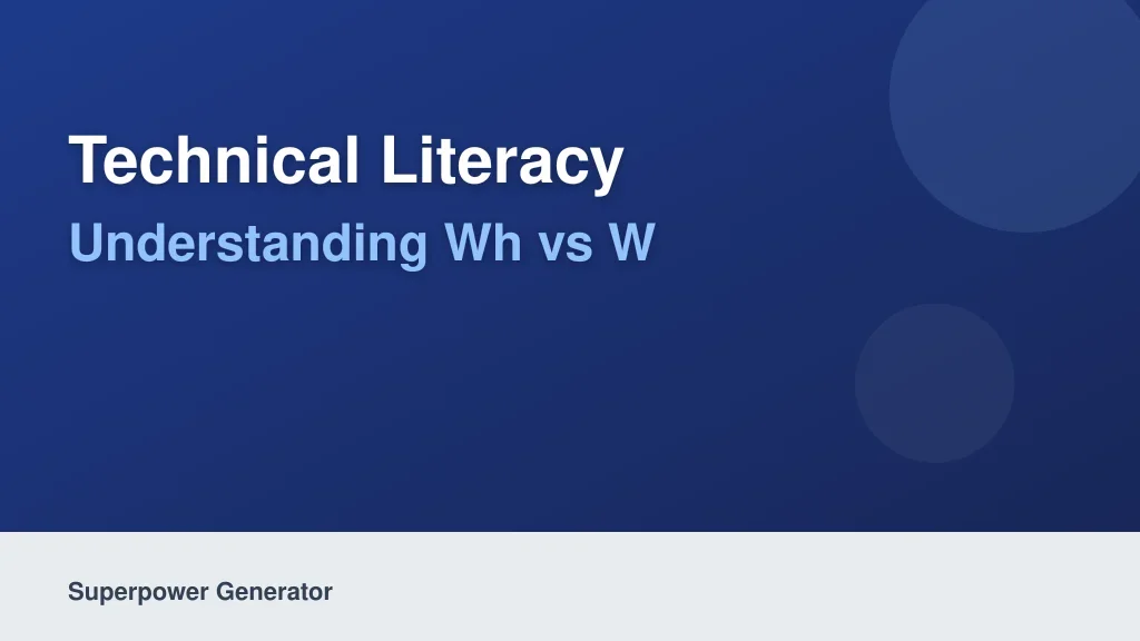 Technical Literacy: Understanding Wh vs W