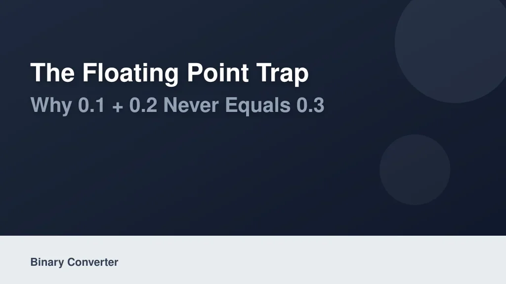 The Floating Point Trap: Why 0.1 + 0.2 Never Equals 0.3