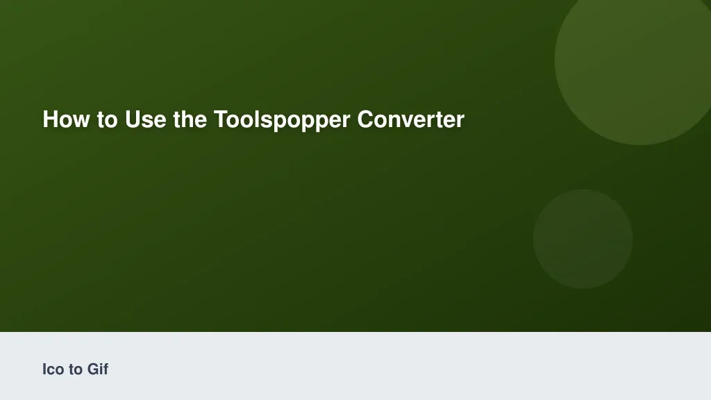 How to Use the ToolsPopper Converter