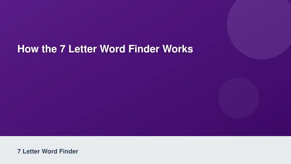How the 7 Letter Word Finder Works