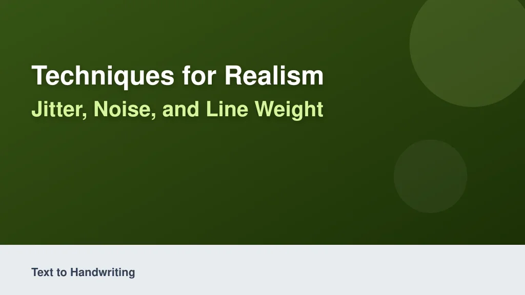 Techniques for Realism: Jitter, Noise, and Line Weight