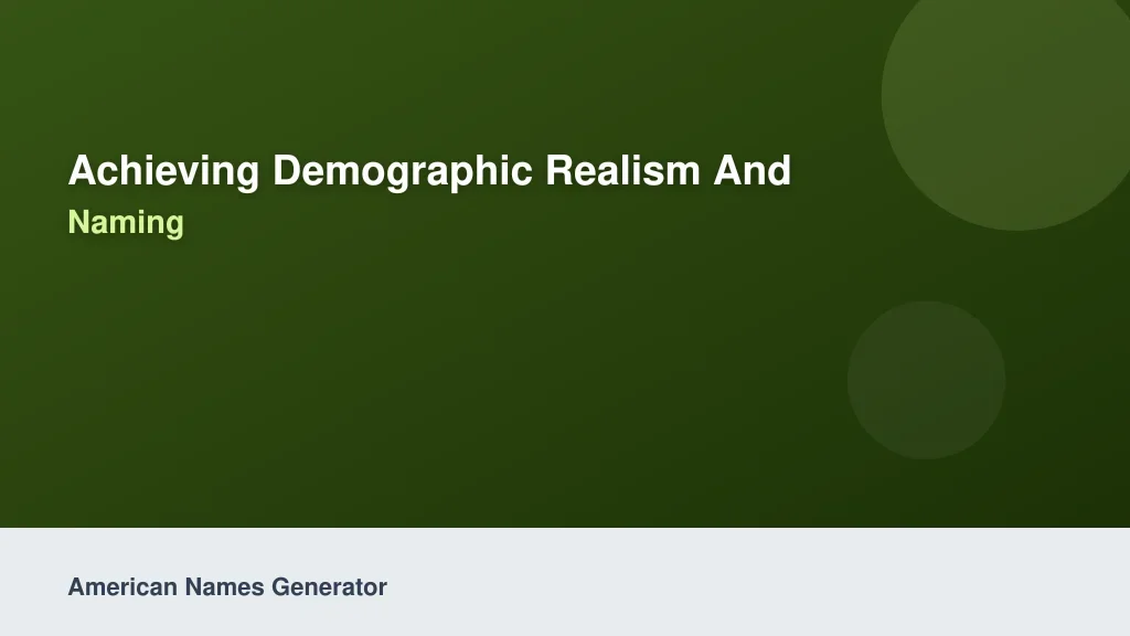 Achieving Demographic Realism and Multicultural Naming