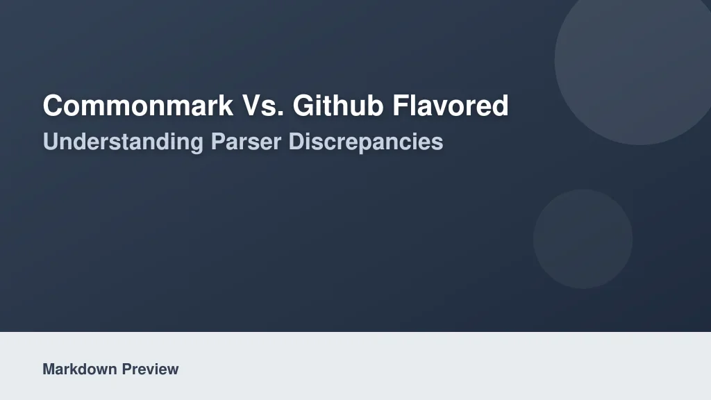 CommonMark vs. GitHub Flavored Markdown (GFM): Understanding Parser Discrepancies