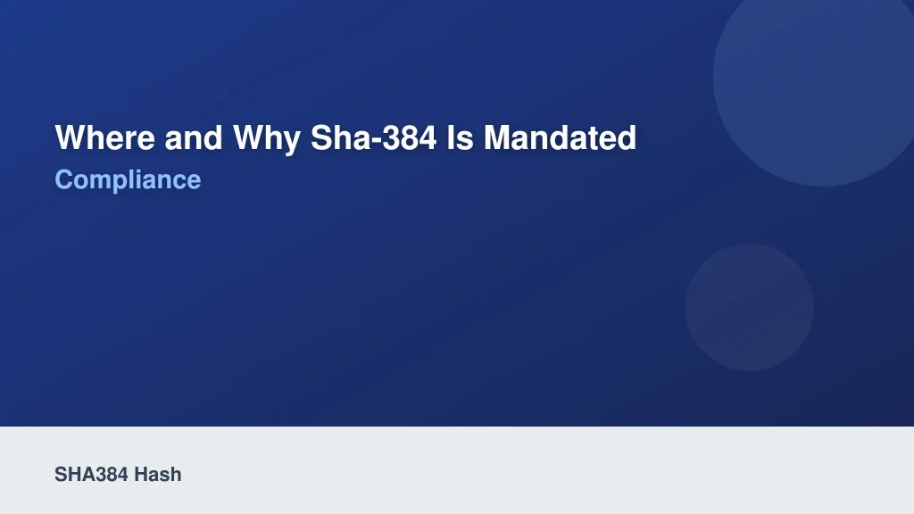 Where and Why SHA-384 Is Mandated in Modern Compliance
