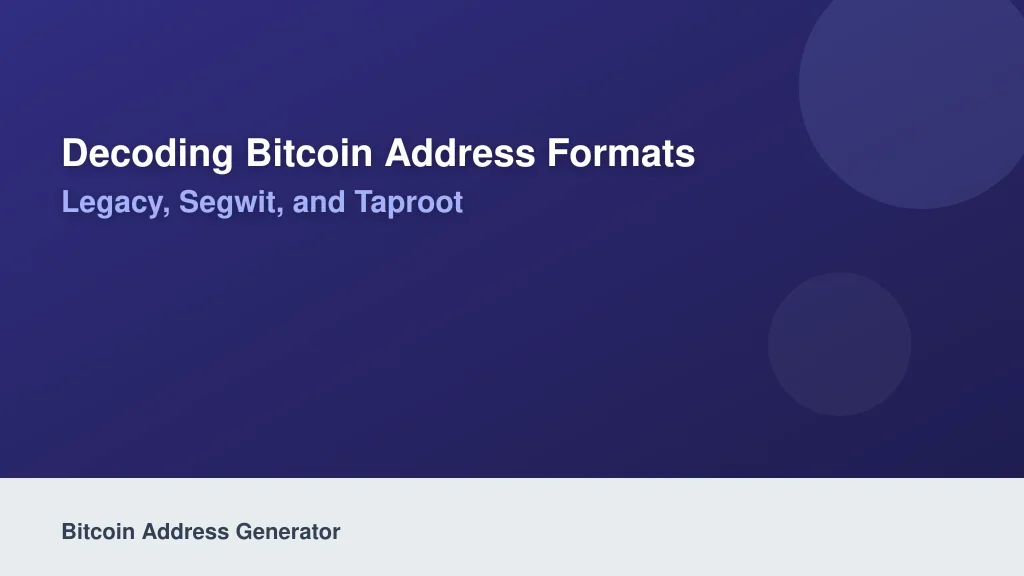 Decoding Bitcoin Address Formats: Legacy, SegWit, and Taproot