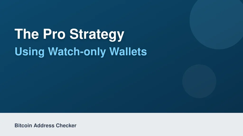 The Pro Strategy: Using Watch-Only Wallets