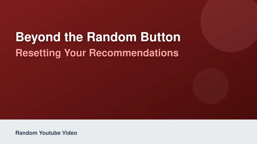Beyond the Random Button: Resetting Your Recommendations