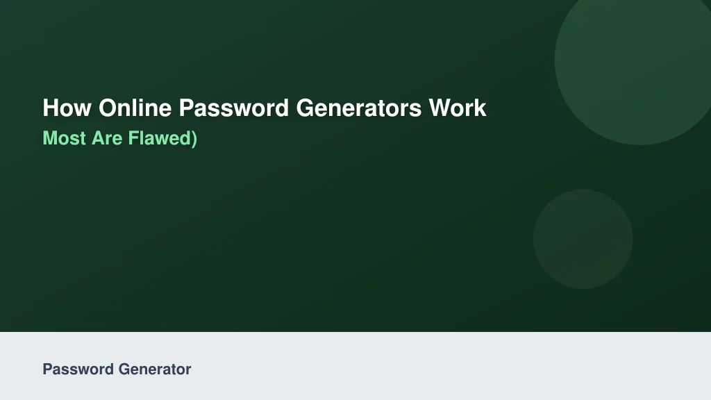 How Online Password Generators Work (And Why Most Are Flawed)