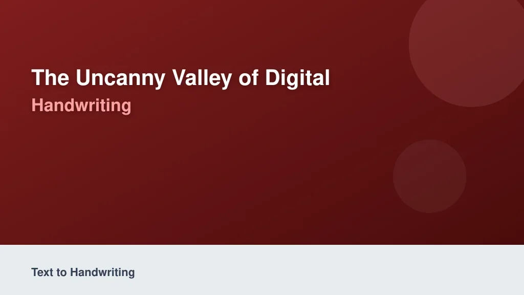 The Uncanny Valley of Digital Handwriting