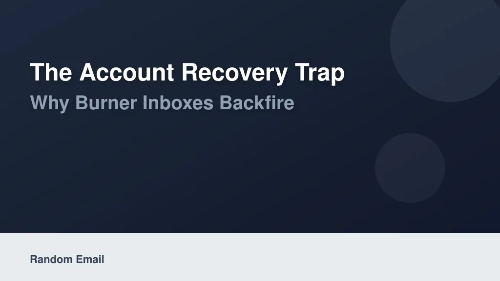 The Account Recovery Trap: Why Burner Inboxes Backfire