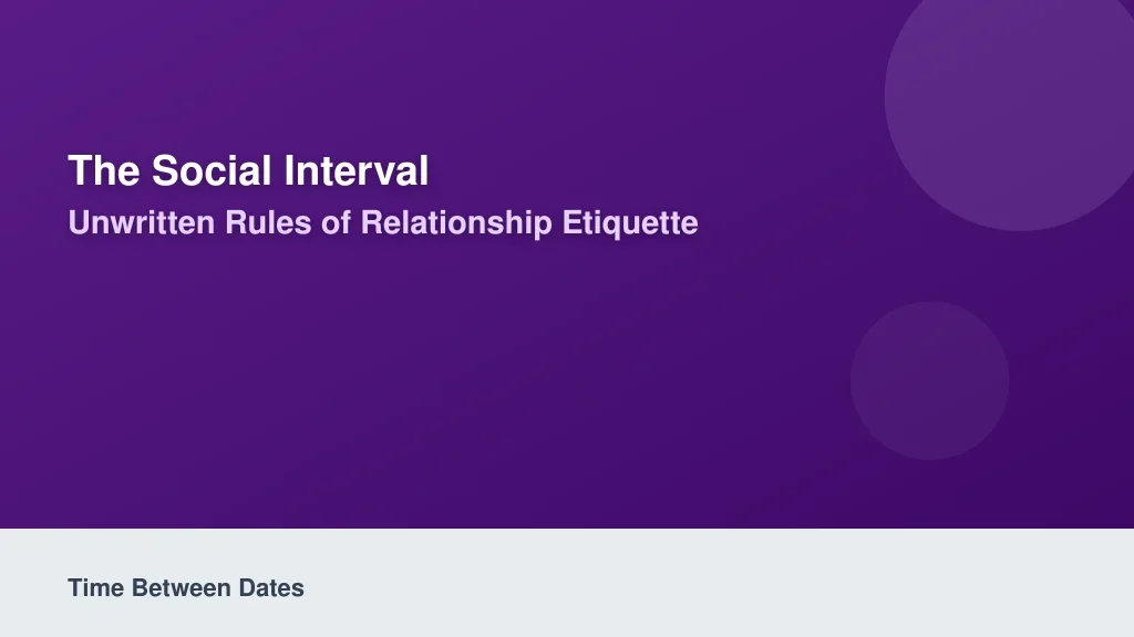 The Social Interval: Unwritten Rules of Relationship Etiquette