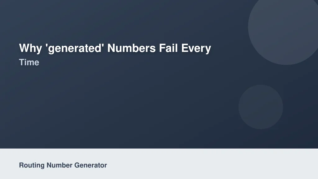 Why 'Generated' Numbers Fail Every Time