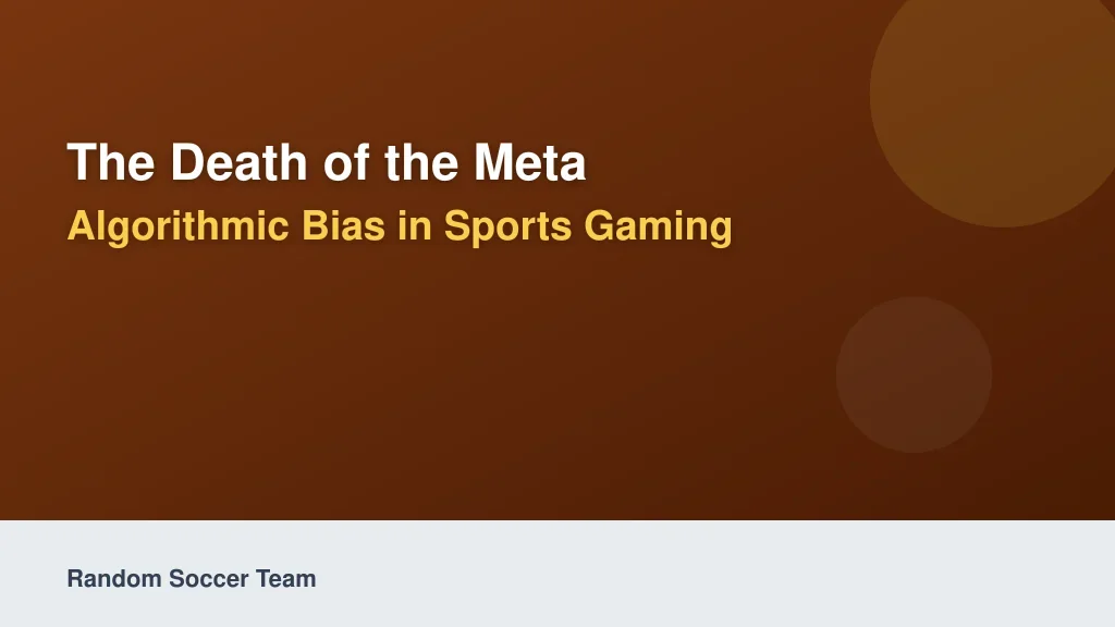 The Death of the Meta: Algorithmic Bias in Sports Gaming